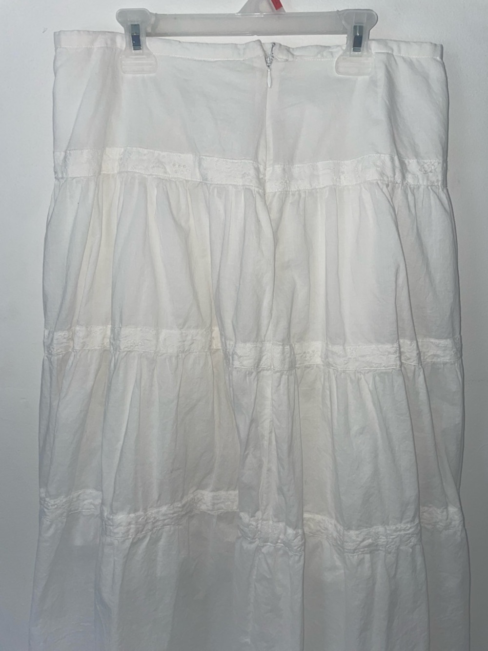♡ White Zip Up Long Frilly Maxi Skirt
